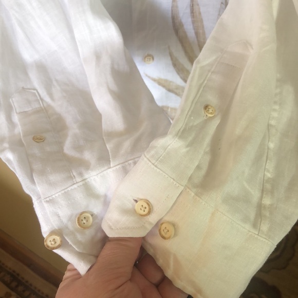 TASSO ELBA Size XXL 100% Linen Button Blouse Bird Peacock Floral LagenLook NEW - Picture 9 of 16